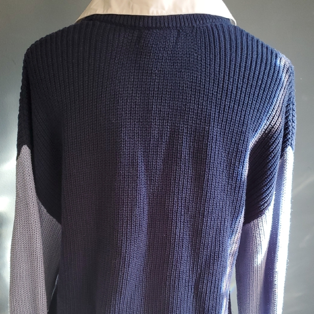 Maeve Navy and Light Blue Sweater with White Collar Shirt - Picture 9 of 14